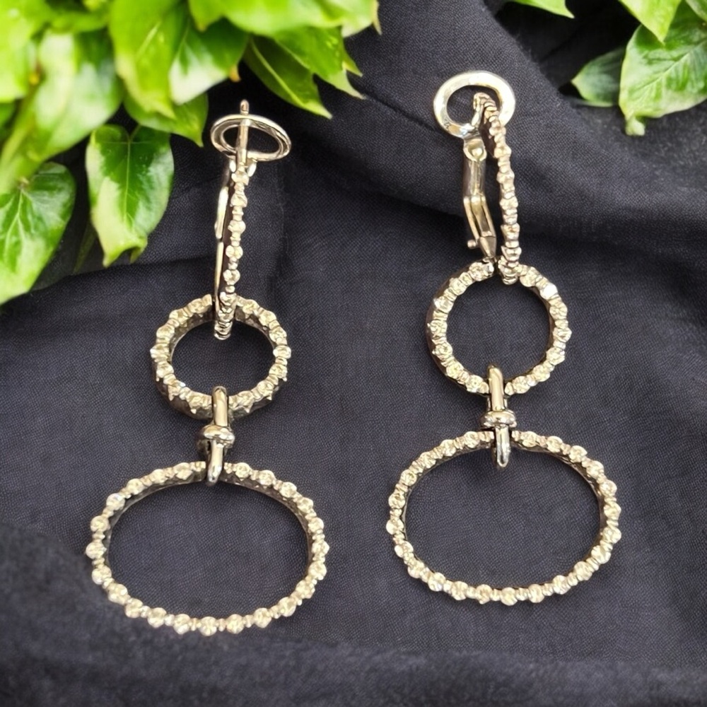 RARE! Roberto Coin 18K White Gold Diamond Circle Drop Earrings